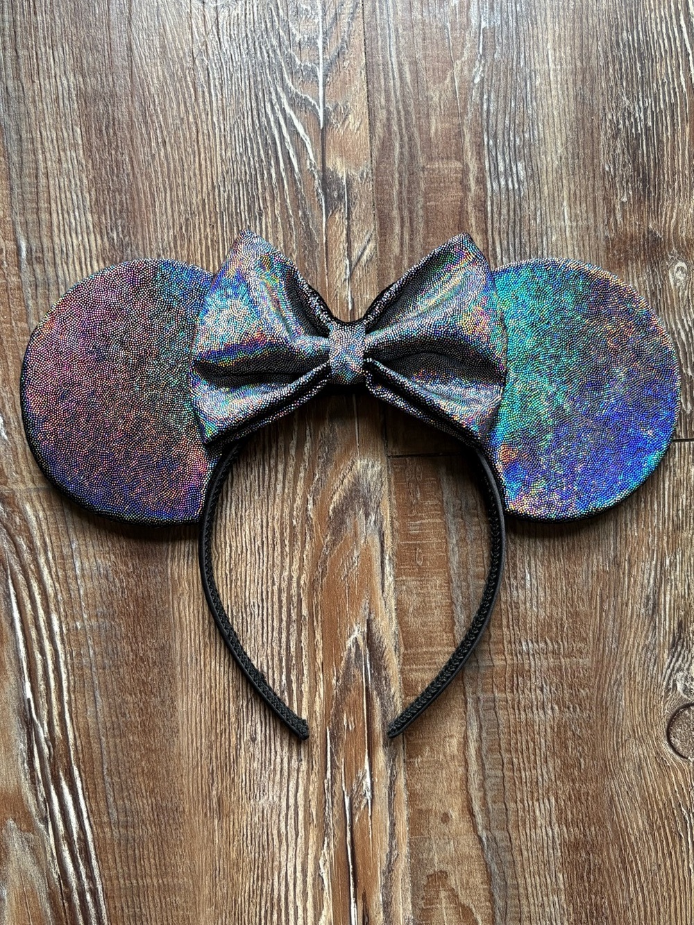 Disney Black Silver Holographic Iridescent Mouse Ear Headband